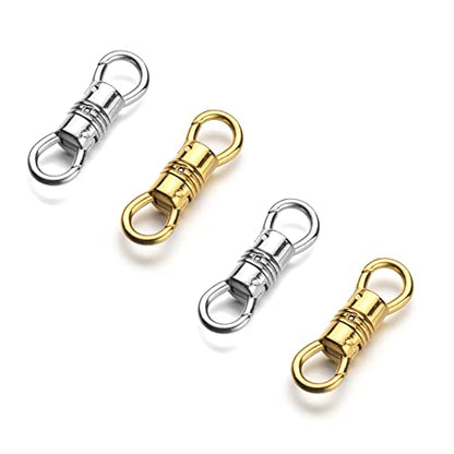 Zpsolution Swivel Bails for Pendants, Dual Ended Connecter Charm | Charm Attachment Clasp, Double Sided Clip Necklace, Double Carabiner Necklace Fastener, Swivel Dog Clasp - color: 2 Glod 2 Silver
