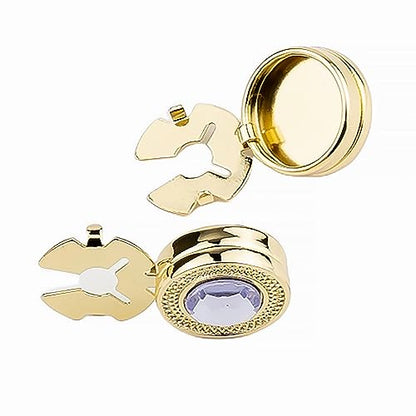 Mens Button Covers Tuxedo Shirt Cufflinks Alternative | Fake cufflinks and alternative fashion jewelry accessories for mens formal business dress shirts suits and groomsmen - color: H Golden purple