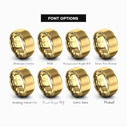 Tungsten Wedding Band Ring Black 10mm Men Women Comfort Fit 18k Rose Gold Step Edge Brushed Polished - color: Yellow Gold Tungsten