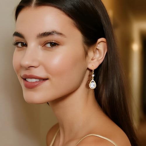 Silver Dangle Double Hoop Earrings For Women Paperclip Link Earring | Drop Small Silver Earrings Square Huggie Paperclip Dangly Hoop Silver Hoops Earrings Jewelry - color: Gold TearDrop