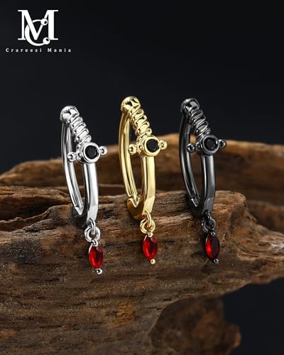 Belly Button Clicker Rings, 316L Surgical Steel Belly Button Piercing Jewelry, 14G Dagger Reversed Belly Ring for Women, Sword Navel Rings - color: Silver