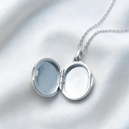 YOUFENG Love Heart Locket 14K Gold-Filled Oval Circle Rectangle Lockets that Hold Pictures Floral Patterns Necklace for Women - style: Silver Oval