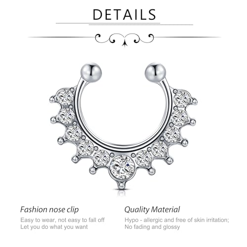 D.Bella Fake Septum Hoop 20G Faux Nose Piercing Hoop Clip on Nose Rings Non Piercing Fake Septum Lip Ear Ring Faux Body Piercing Jewelry for Women Men - color: Color C