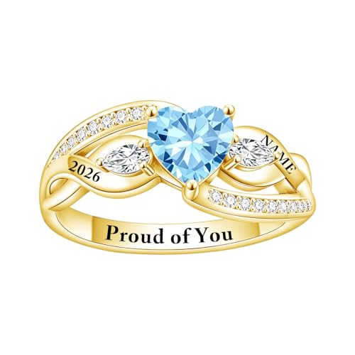 ROMANTICWORK Class Rings for Women High School 925 Sterling Silver Customizable Engraved Rings for Women Graduation Ring Size 4 to 16 Jewelry Gifts for Sisters Friends - color: Class Ring for Women 03