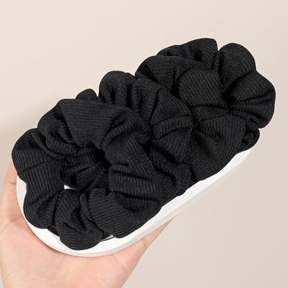 Ivyu Hair Scrunchies for Women - Hair Ties No Damage Both for Thick Hair or Thin Hair Curl Hair No Crease Black Scrunchies Ponytail Holder No Hurt Your Hair - color: Black
