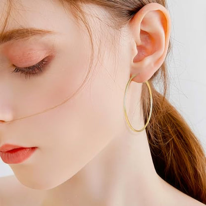5 Pairs Gold Hoop Earrings for Women, Hypoallergenic Gold Earrings for Women，Stainless Steel Earrings Set, 30/40/50/60/70mm