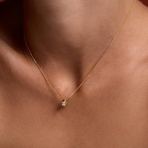 Gold Necklace for Women, 14k Gold Plated Cubic Zirconia Solitaire Pendant Necklace Waterproof Formal Necklaces for Women Cute Simple Necklaces Trendy Gold Jewelry Non Tarnish - color: Gold-oval cz