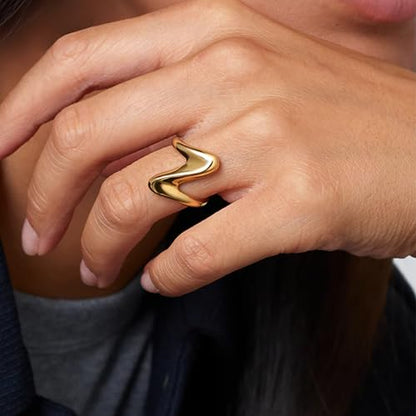Hey Harper Gold Ring for Women - Gold Plated Stacking Waterproof & Sweatproof Jewerly Ring - Everday Non Tarnish Cute Fashion Circle Rings - style: September Milo Ring
