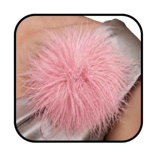 Feather Flower Brooch Pin & Hair Clip 2-in-1, Oversized Floral Lapel Pin for Women Men, Elegant Corsage Fascinator for Suit, Dress & Hat, Wedding, Party, Dance, Banquet & Costume Jewelry - color: Pinkish Pink