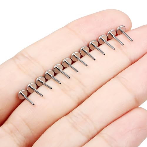 F136 Titanium 20/18/16G Threaded/Threadless Flat Earring Back Converter Kit Nose Lip Rings Medusa Labret Flatback Posts Cartilage Helix Conch Tragus Stud Piercing Jewelry Bar for Women Men - color: Internally Threaded, size: 20g, 7mm