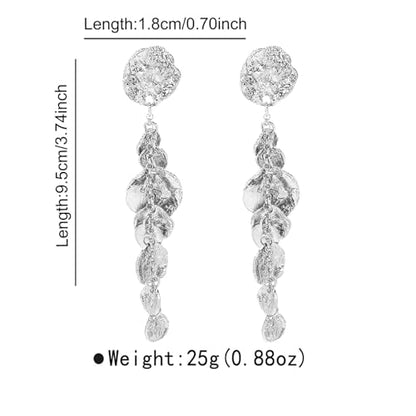 14K Gold Irregular Round Dangle Earrings for Women,Unique Statement Long Geometric Tassel Hanging Earrings Charm Anniversary Party Jewelry Gifts - color: Silver