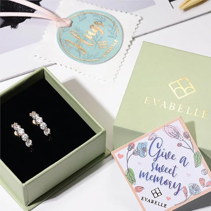 Evabelle Gold Hoop Earrings for Women 14K Real Gold Plated Cubic Zirconia Diamond Hoop Earrings Huggie Hoop Earring Women Earrings Earring for Men 925 Sterling Silver Post Hypoallergenic - color: 14K Gold Plated