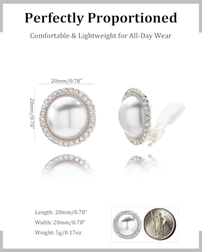Prom Silver Clip On Earrings for Women Trendy Hypoallergenic Non Pierced Statement Cubic Zirconia Earrings for Women Large Rhinestone Earring Formal Wedding Jewelry Gifts - color: Silver2