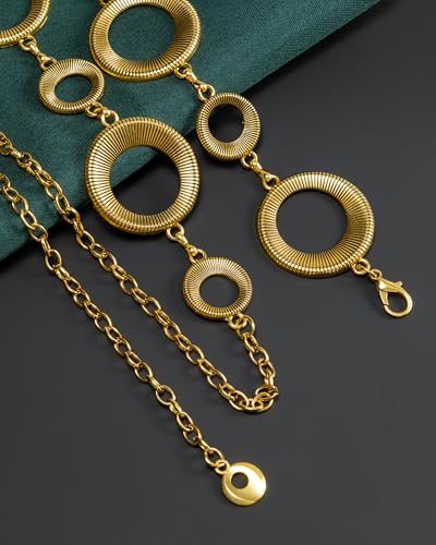 Ladies Waist Chain, Chunky Metal Chain Belts for Women - color: Gold
