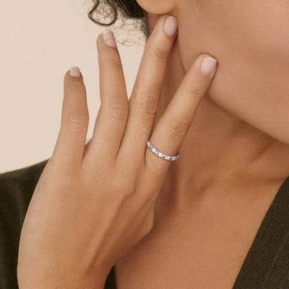 Birthstone Rings Eternity Band 925 Sterling Silver/Yellow Gold-Plated Created Gemstone Stackable Wedding Band 2.7mm Thin Half Eternity Rings for Women Size 6 to 10 - color: 08-Peridot-Aug.