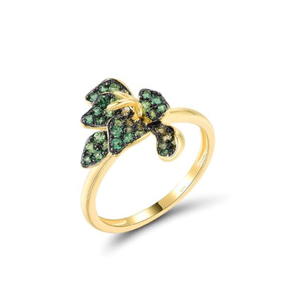 Santuzza Sterling Silver Gemstone Flower Ring for Women - color: [A]Lily-Green