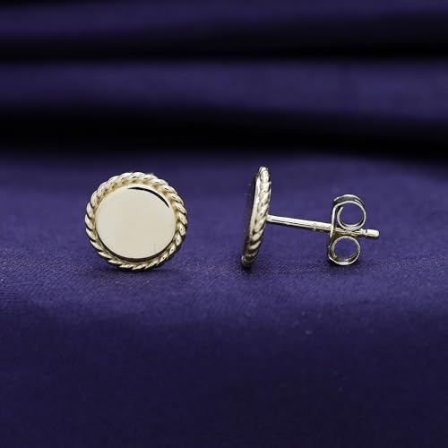 AFFY 14K Gold Plated 925 Sterling Silver Plain Minimalist dainty Stud Earrings Jewelry For Her Women Birthday Gift - color: Rope