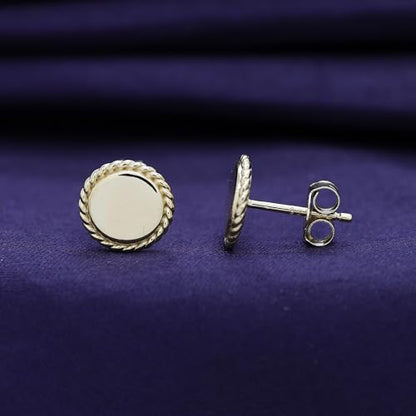 AFFY 14K Gold Plated 925 Sterling Silver Plain Minimalist dainty Stud Earrings Jewelry For Her Women Birthday Gift - color: Rope