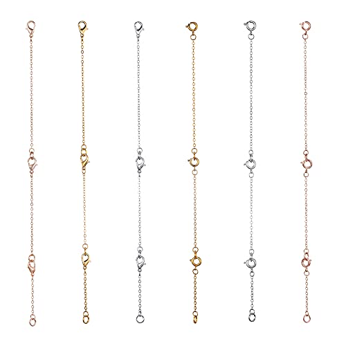Softones 12-18Pcs Ankle Bracelets Extenders-Extension for Womens Jewelry(1 2 3 Inch),with Lobster Clasp and O-Clasp from Gold Silver Rose Gold - color: E:6-Gold 6-Silver 6-Rose gold