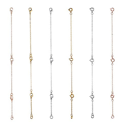 Softones 12-18Pcs Ankle Bracelets Extenders-Extension for Womens Jewelry(1 2 3 Inch),with Lobster Clasp and O-Clasp from Gold Silver Rose Gold - color: E:6-Gold 6-Silver 6-Rose gold