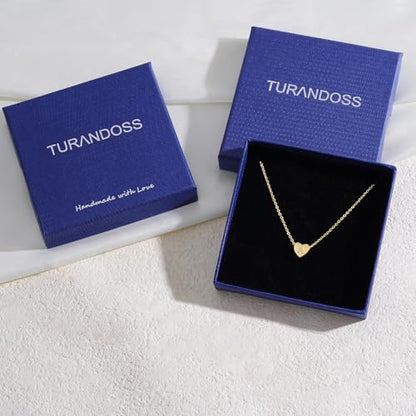 Turandoss Heart Initial Necklaces for Women Girls - 14K Gold Plated Heart Pendant Letter Alphabet Necklace Letter Initial Necklace Gifts for Girls Teens - style: G