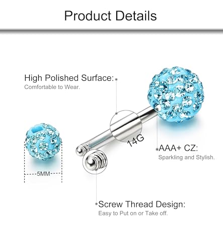 FIBO STEEL 5 Pcs 14G Stainless Steel Belly Button Rings Navel Barbell Body Jewelry Piercing - style: Style A