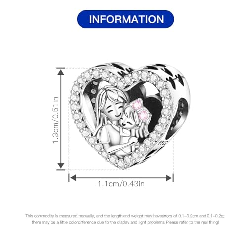 CYCUFF 925 Sterling Silver Charms Suitable for Charm Necklaces, Bracelet Pendants Beads Jewellery Gift for Women - color: Loving Mother & Daughter Embrace Bead