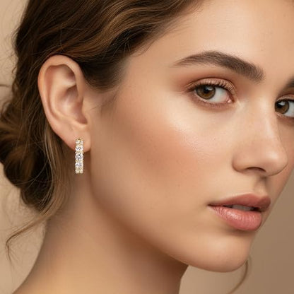 Gemsme Bridal Wedding Earrings for Brides Bridesmaides, 925 Sterling Silver Posts hypoallergenic Cubic Zirconia stud,Drop & Dangle Earrings for Women Jewelry Gifts - color: Gold - Hoop earrings