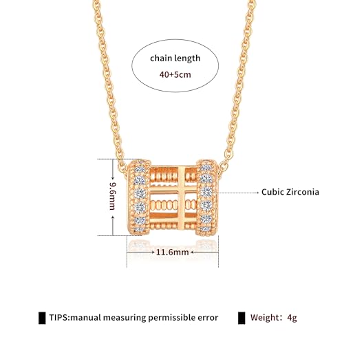 Gold Plated Pendant Necklaces for Women Cubic Zirconia Accent 18 Inch Adjustable Chain Hypoallergenic Gift for Wife Mom Birthday Valentines Day - style: Cylindrical
