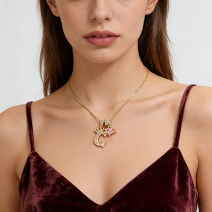 18K Gold & Silver Plated Initial Necklaces for Women - color: G-Gold