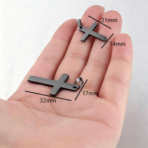 Stainless Steel No Tarnish Cross Pendant Charm Christian Jewelry for Women Men Jewelry Making Necklace Bracelet Silver - style: Big size:17mm*32mm-black