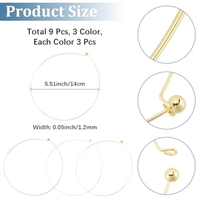 CREATCABIN 9Pcs 3 Colors 1.2mm Wire Wrap Collar Necklaces for Women 304 Stainless Steel Choker Golden Open Choker Collar Metal Plain Round Chain Necklace Round Chain for DIY Jewelry Making Gifts