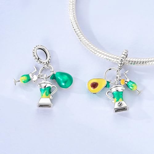 Hapour 925 Sterling Silver Charms for Bracelet Necklace Dangle Pendant Bead | Bear Charm, Elephant Zebra Cat Dream catcher Family Birthday European Jewelry Charm, For Women Mom - color: Avocado Juicer