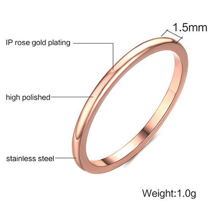 Jude Jewelers 1.5mm Stainless Steel Classical Plain Stackable Wedding Band Ring - color: Rose Gold