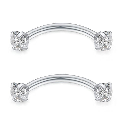 SCERRING 16 Gauge 10mm Curved Barbell Eyebrow Belly Lip Tragus Ring Piercing Jewelry - color: 6PCS - Silver