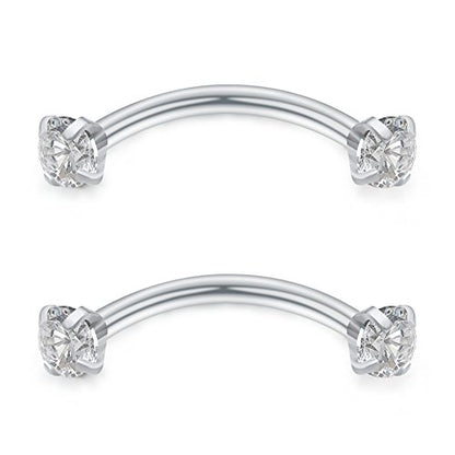 SCERRING 16 Gauge 10mm Curved Barbell Eyebrow Belly Lip Tragus Ring Piercing Jewelry - color: 6PCS - Silver