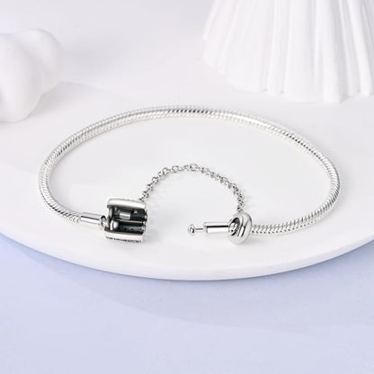 KUNSIR 925 Sterling Silver Snake Chain Bracelet with Safety Chain Charm Bracelets for Women Teen - style: KJB045