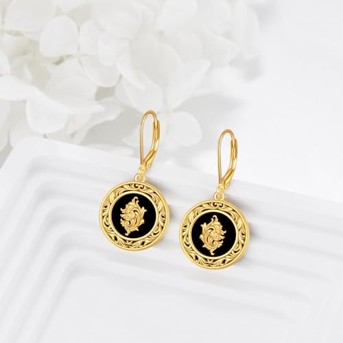 Sterling Silver Black Onyx Earrings for Women 18K Yellow Gold Plated Jewelry Gifts - style: Filigree Round 3