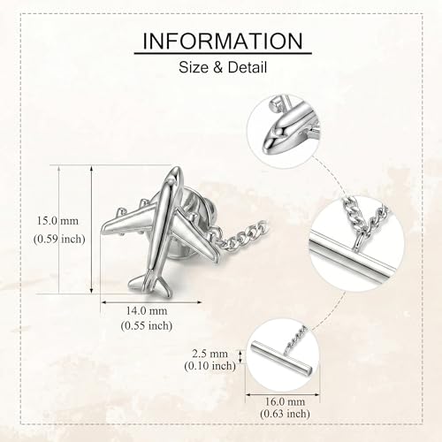 Horse/Airplane Tie Tack Sterling Silver Tie Pin Shirt Suit Accessory Jewelry Gifts for Men - color: Airplane