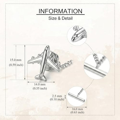 Horse/Airplane Tie Tack Sterling Silver Tie Pin Shirt Suit Accessory Jewelry Gifts for Men - color: Airplane