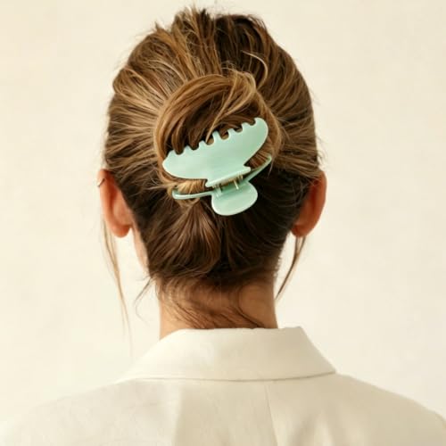 MAORULU Medium Acetate Hair Claw Clips, 3 Inch, Light Green | Premium Cute Jaw Clip For Women Girls, For Thin & Medium Thick Hair, Durable French Banana Clip, With Gift Box - color: Light Green