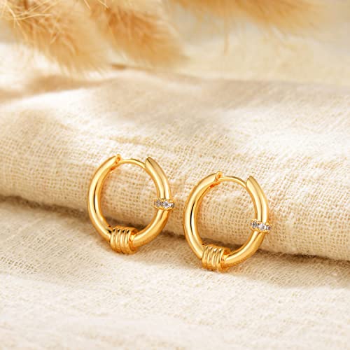 Cubic Zirconia Huggie Earrings 14k Gold Plated Tiny Earrings Small Huggie Hoop Earrings Simple Lightweight Hoops Gift for Women - color: Singlecircle