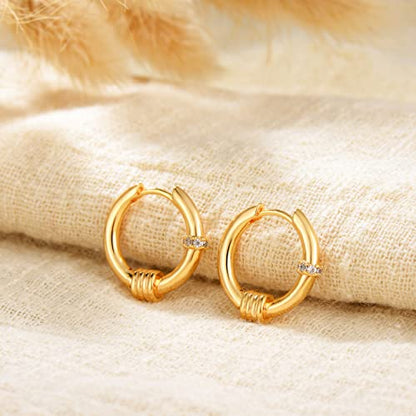 Cubic Zirconia Huggie Earrings 14k Gold Plated Tiny Earrings Small Huggie Hoop Earrings Simple Lightweight Hoops Gift for Women - color: Singlecircle