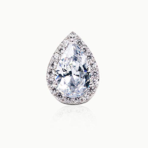 SWEETV Teardrop Bridal Wedding Earrings for Brides, Women | Elegant Pear shaped Cubic Zirconia Stud Earrings, Teardrop Bridal Jewelry, for Prom, Bridesmaid Gifts and Formal Wear - color: 2.Silver