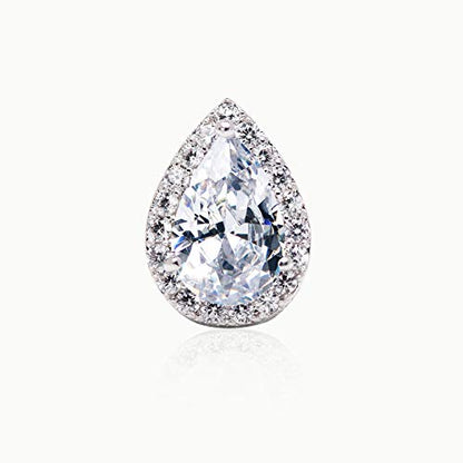 SWEETV Teardrop Bridal Wedding Earrings for Brides, Women | Elegant Pear shaped Cubic Zirconia Stud Earrings, Teardrop Bridal Jewelry, for Prom, Bridesmaid Gifts and Formal Wear - color: 2.Silver