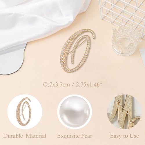 A-Z Initial 26 Letter Brooch Pins, Gold Faux Pearl Alphabet Badges Breastpin for Hat Bag Dress Coat Suit Accessory, Elegant Name Personalized Gifts for Women Men - color: O
