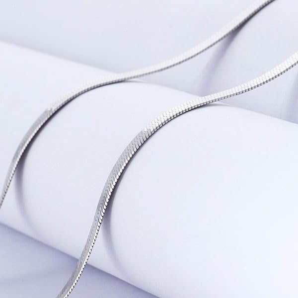 Minimalist 4MM Snake Bone Chain Necklace - 925 Sterling Silver Herringbone Flat Magic Chain for Men Women - Short Collarbone Blade Chain 20 Inches - size: 20 inches