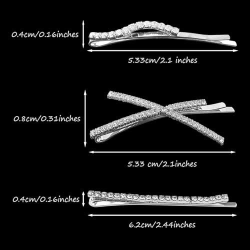 REDANHA 6 Pieces Delicate Bridal Hair Clips, Rhinestone Leaf Wedding Hair Pins, Crystal Bobby Pins, Silver Elegant Hairpins Jewelry Accessories Barrette for Brides Bridesmaids Flower Girls