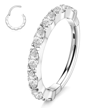 FUNLMO 316L Surgical Steel Nose Ring Septum Ring Cube Zircon Cartilage Earring Conch Tragus Helix Rook Daith Piercing Jewelry - style: 16G 10mm, Silver,horse eyes CZ
