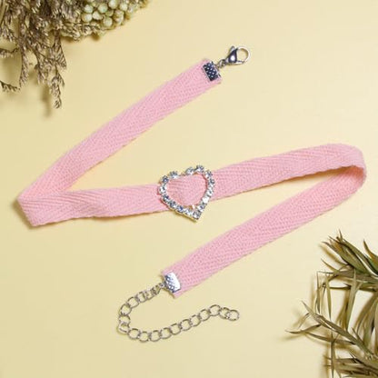 Nova&Aria Chokers Set For Women Heart Choker Necklaces Flower Pendant Velvet Cute Pink Turquoise Blue White Black Choker Necklace Christmas Colorful Lace Chokers - color: Pink-A